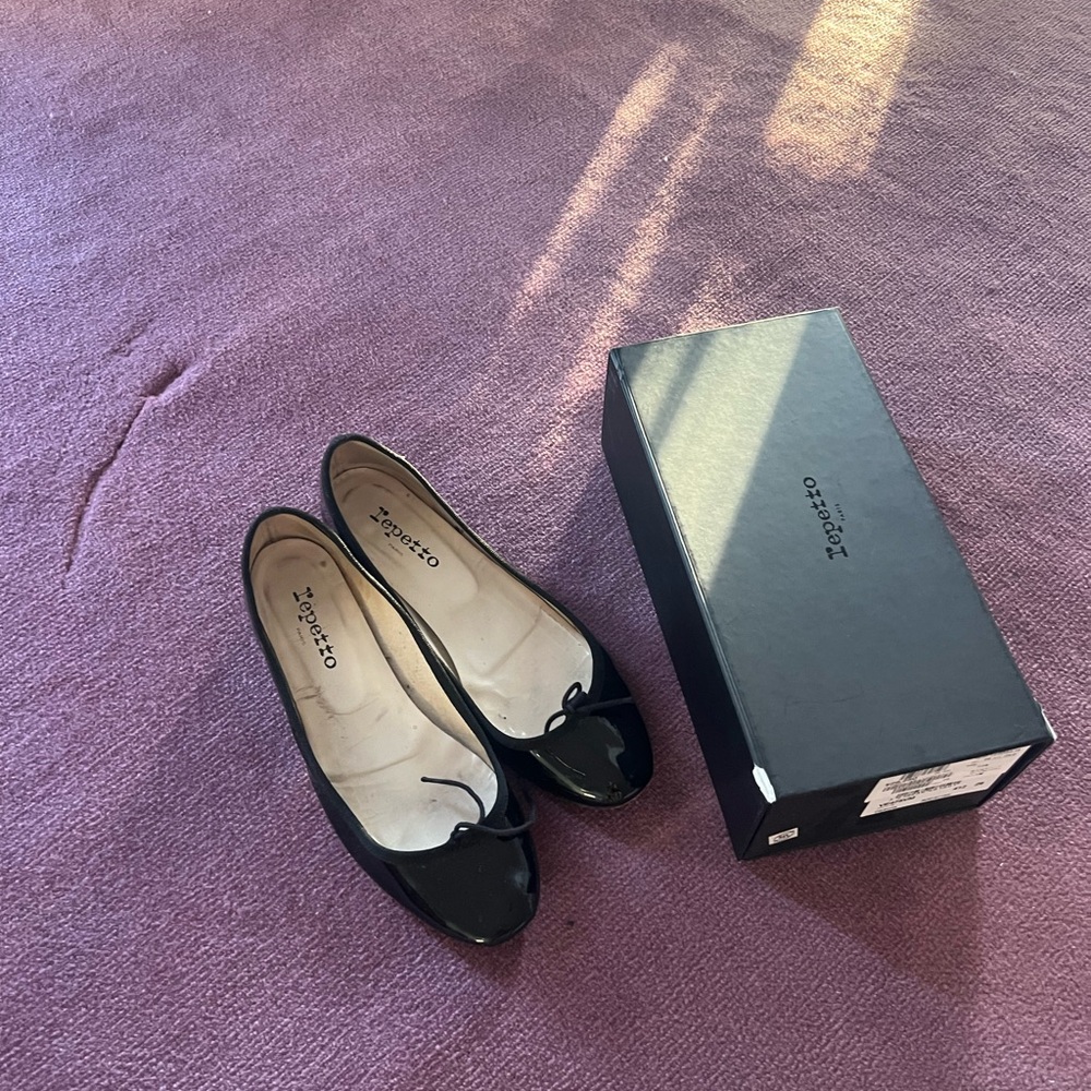 Repetto Black Patent Leather Ballet Camille Flats Heel
